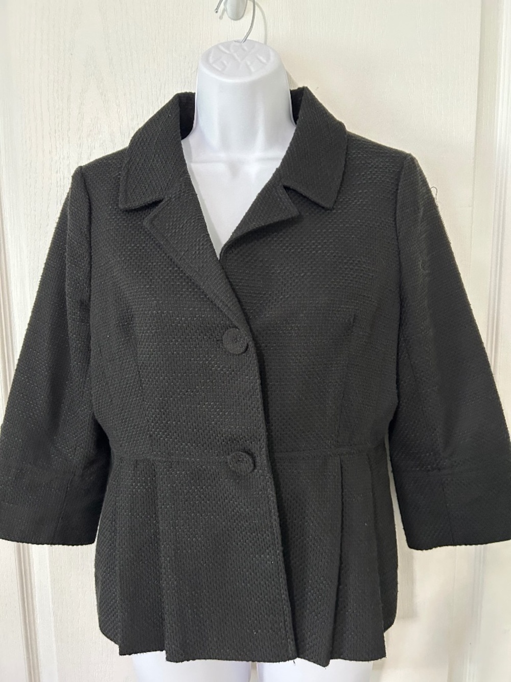 Ann Taylor LOFT Petites Black Tweed Peplum Blazer Jacket